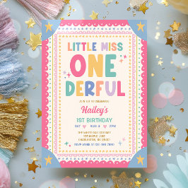 Kleine Miss Onederful Whimsical Meisje 1e Verjaard Kaart