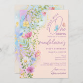 Kleine Miss ONEderful Wildflower 1e Verjaardag Kaart (Voorkant / Achterkant)