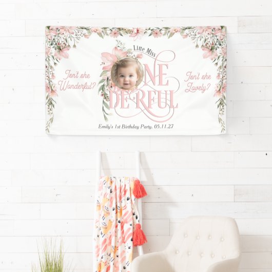 Kleine Miss Onederful, Wildflower 1e verjaardag Spandoek (Insitu)