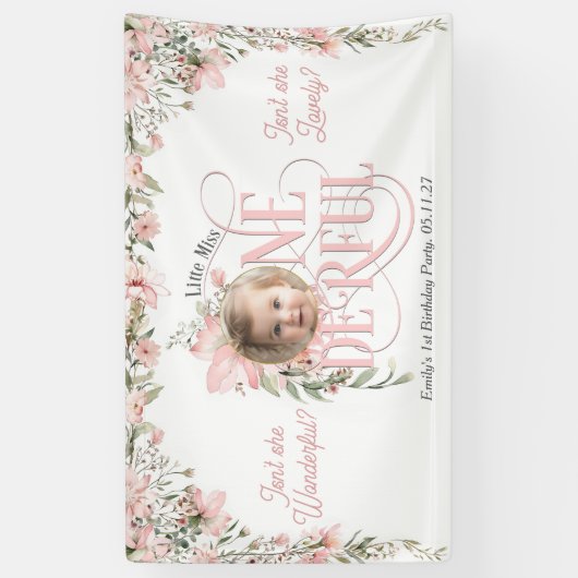 Kleine Miss Onederful, Wildflower 1e verjaardag Spandoek (Verticaal)
