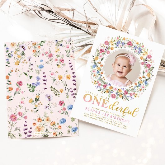 Kleine Miss ONEderful Wildflower Garden Birthday I Kaart
