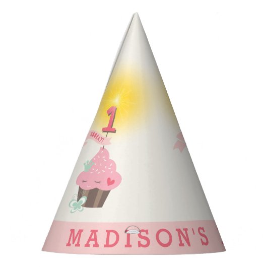 Kleine Miss Pink Cupcake Schattige Meisje's 1e Ver Feesthoedjes (Links)