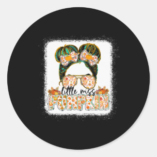 Kleine Miss Pompoen Rommelige Knot Meisje Herfst D Ronde Sticker