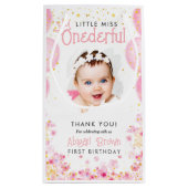 Kleine miss prachtige 1e verjaardag roze feest klein cadeauzakje (Achterkant)