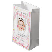 Kleine miss prachtige 1e verjaardag roze feest klein cadeauzakje (Achterkant Gekanteld)