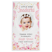 Kleine miss prachtige 1e verjaardag roze feest klein cadeauzakje (Voorkant)
