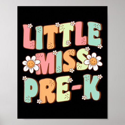 Kleine Miss Pre-K Meisjes Terug naar School Retro Poster (Voorkant)