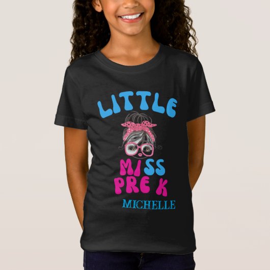 Kleine miss pre-k, meisjesachtige rommelige haar b t-shirt (Voorkant)