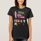 Kleine Miss Pre K potlood boog terug naar school K T-shirt (Voorkant)