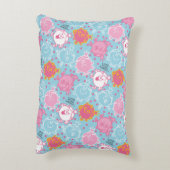 Kleine Miss Prinses | Leuke Roze & Blauwe Print Decoratief Kussen (Achterkant (Verticaal))