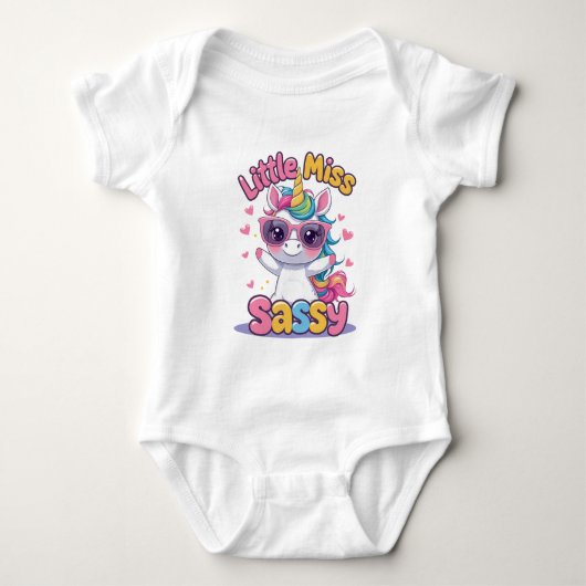 Kleine Miss Sassy Baby Outfit – Adorable Eenhoorn Romper (Voorkant)