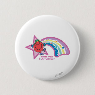Kleine Miss Scatterbrain   Regenboog en sterren Ronde Button 5,7 Cm