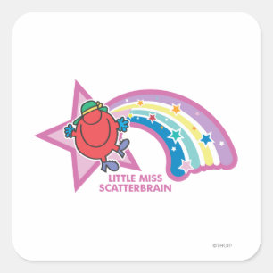 Kleine Miss Scatterbrain   Regenboog en sterren Vierkante Sticker