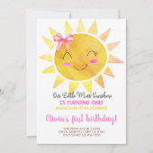 Kleine Miss Sunshine-meisjesverjaardagsuitnodiging Kaart (Voorkant)