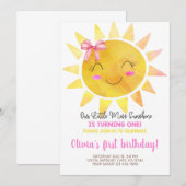 Kleine Miss Sunshine-meisjesverjaardagsuitnodiging Kaart (Voorkant / Achterkant)