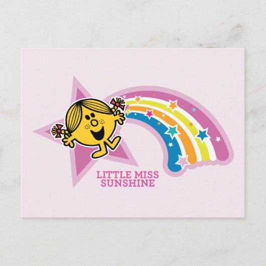 Kleine Miss Sunshine Regenbogen en Sterren Briefkaart (Voorkant)