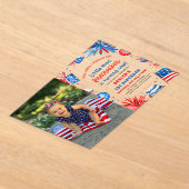 Kleine Miss Vuurwerk 4 juli 1e verjaardag Acryl Uitnodigingen (Laagn)