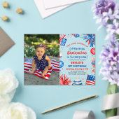 Kleine Miss Vuurwerk 4 juli 1e verjaardag Acryl Uitnodigingen (Insitu (Huwelijk))