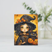 Kleine Miss Witch | Happy Halloween Briefkaart (Staand voorkant)