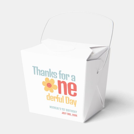 Kleine Mister Onederful Groovy Eerste Verjaardag Bedankdoosjes (Voorkant Zijde)