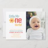 Kleine Mister Onederful Retro Eerste Verjaardag Kaart (Voorkant)