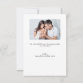 Kleine Moderne Handlettering Baby shower Foto Bedankkaart (Achterkant)