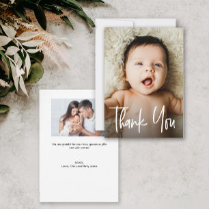 Kleine Moderne Handlettering Baby shower Foto Bedankkaart