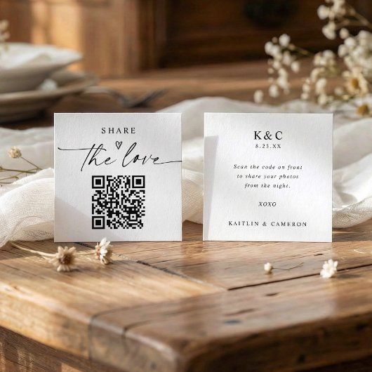 Kleine moderne 'Share the Love'-kaarten met QR-cod Informatiekaartje