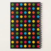 Kleine moderne zwarte veelkleurige polka dot planner (Achterkant)