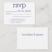 Kleine Monogrammed White Modern Wedding RSVP Kaart (Voorkant / Achterkant)
