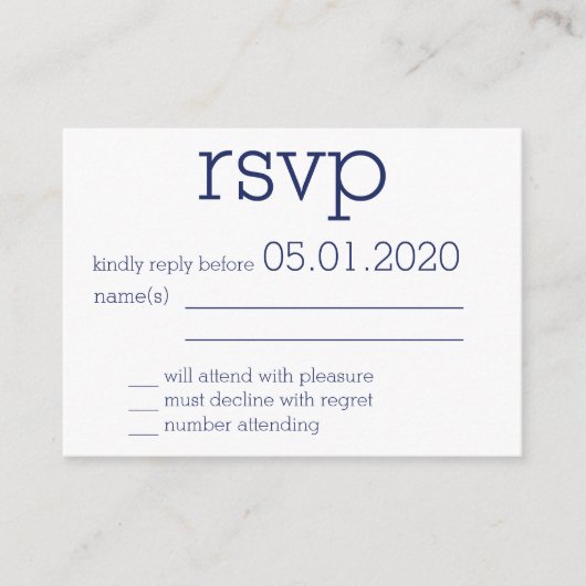 Kleine Monogrammed White Modern Wedding RSVP Kaart (Voorkant)