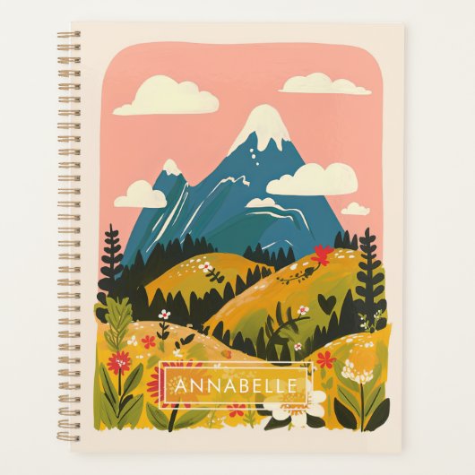 Kleine Monogramnaam Boho Bergen Illustratie Planner (Voorkant)