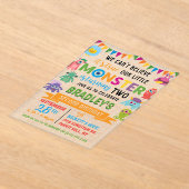 Kleine Monster 2e verjaardag Acryl Uitnodigingen (Laagn)