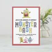 Kleine Monster Bash Verjaardag Kaart (Staand voorkant)