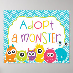 Kleine Monster Birthday Goedkeuren Monster Sign Poster