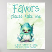 Kleine Monster Boy Baby shower Favors Poster (Voorkant)