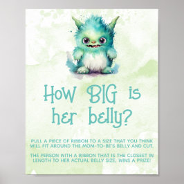 Kleine Monster Boy Baby shower Grote Buik Game Sig Poster