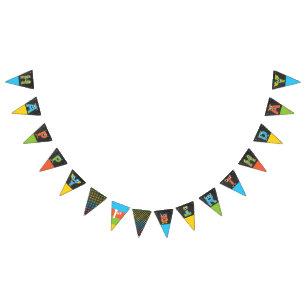 Kleine Monster Chalkboard Gelukkige Verjaardag Vlaggetjes