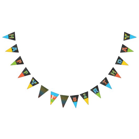 Kleine Monster Chalkboard Gelukkige Verjaardag Vlaggetjes (Alle)