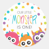 Kleine Monster Eerste Verjaardagsfeestje stickers (Voorkant)