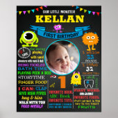 Kleine Monster Eerste verjaardagskalkbord Poster (Voorkant)