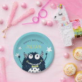 Kleine Monster | Gepersonaliseerde Kinderen van Bi Papieren Bordje (Feest)