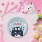 Kleine Monster | Gepersonaliseerde Kinderen van Bi Papieren Bordje (Feest)