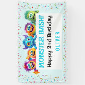 Kleine Monster Jongen Kleurrijke Verjaardagsbanner Spandoek (Verticaal)