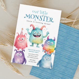 Kleine Monster Kids Verjaardagsfeestje Kaart