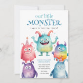 Kleine Monster Kids Verjaardagsfeestje Kaart (Voorkant)
