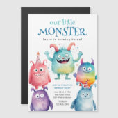 Kleine Monster Kids Verjaardagsfeestje Magnetische Uitnodiging (Voorkant / Achterkant)
