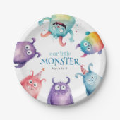 Kleine Monster Kids Verjaardagsfeestje Papieren Bordje (Voorkant)