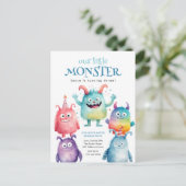 Kleine Monster Kids Verjaardagsfeestuitnodiging Briefkaart (Staand voorkant)