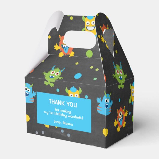 Kleine monster krijtbord thema verjaardag bedankdoosjes (Achterkant)